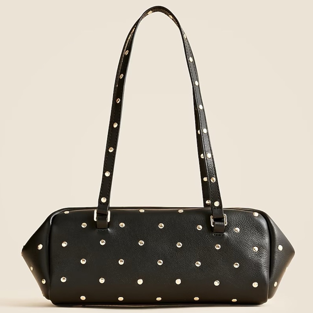 J. CREW Delphine Black Shoulder Bag in Studded leather